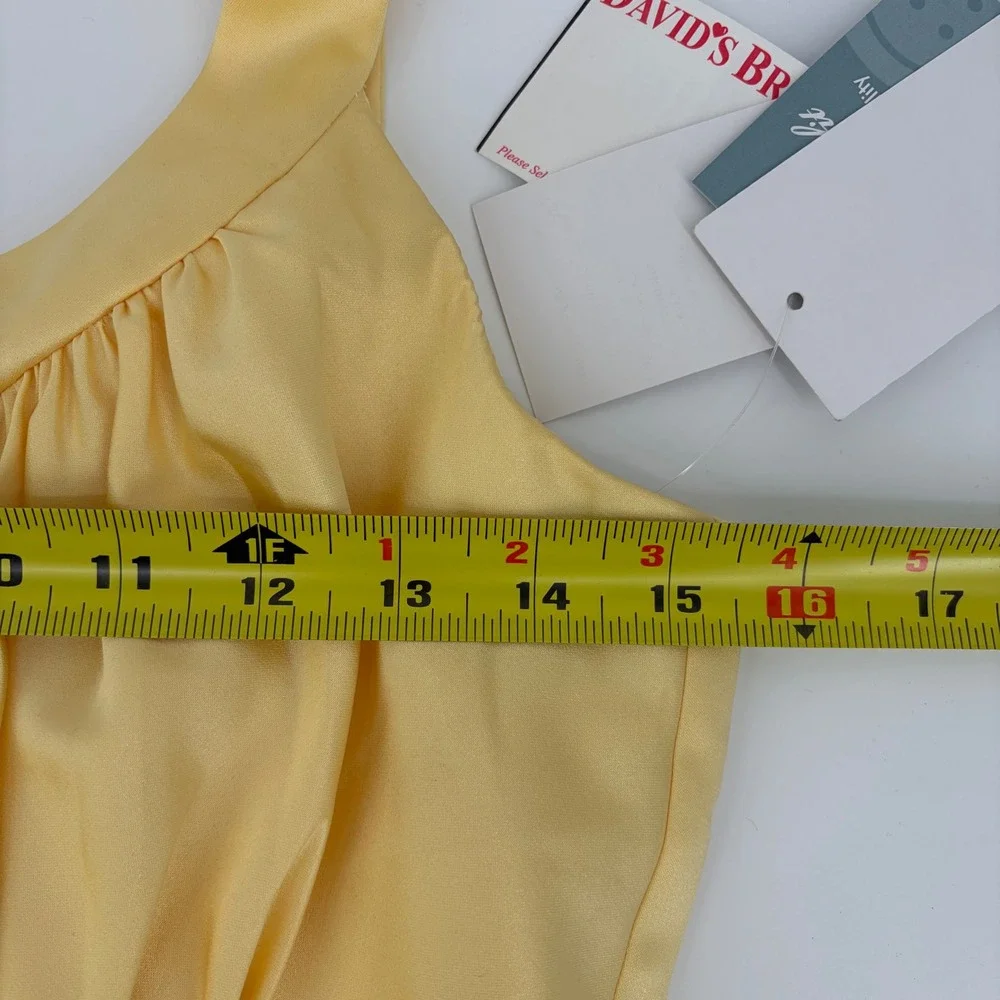 David's Bridal Girls Yellow Satin Baby Doll Gown Size 18 Dance Formal Bridesmaid - Picture 8 of 9